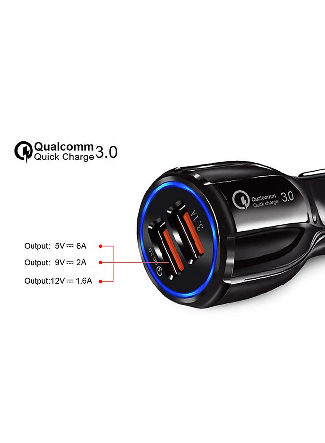 2-USB Port Quick Car Charger Black - Image 2