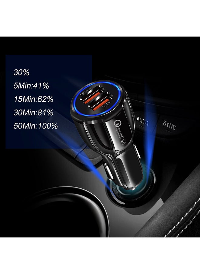 2-USB Port Quick Car Charger Black - Image 3