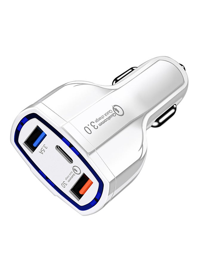 2-USB Port Quick Car Charger White - Image 1