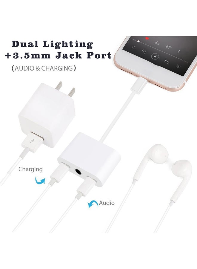 Generic - 3-In-1 Headphone jack With Charging Cable White - Image 1