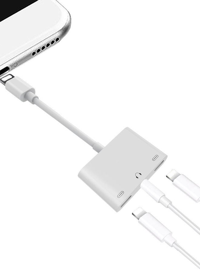 Generic - 3-In-1 Headphone jack With Charging Cable White - Image 1