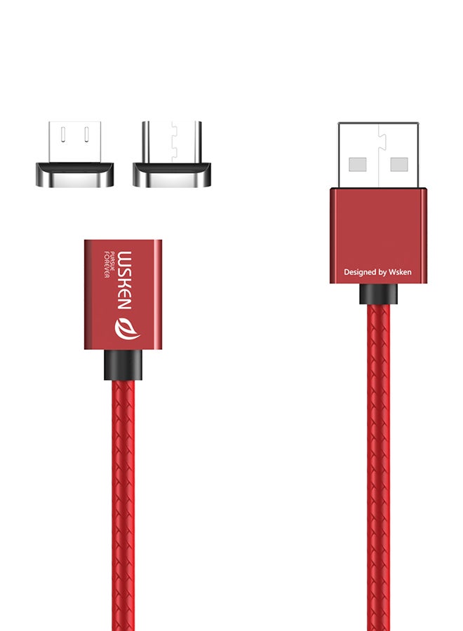 ويسكن كابل شحن ومزامنة بيانات 2 في 1 Micro USB Type C أحمر - Image 1