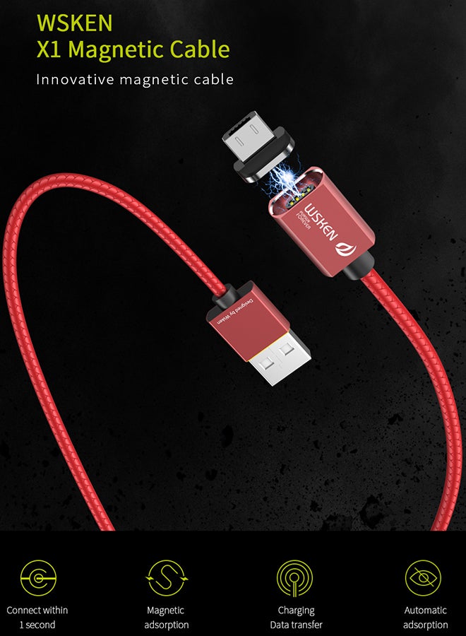 ويسكن كابل شحن ومزامنة بيانات 2 في 1 Micro USB Type C أحمر - Image 2