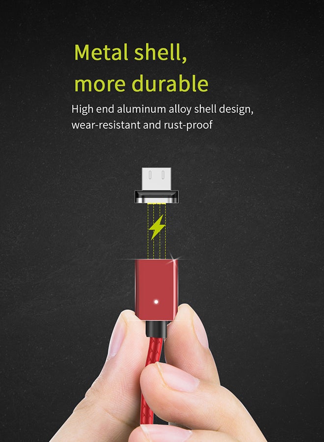 ويسكن كابل شحن ومزامنة بيانات 2 في 1 Micro USB Type C أحمر - Image 3