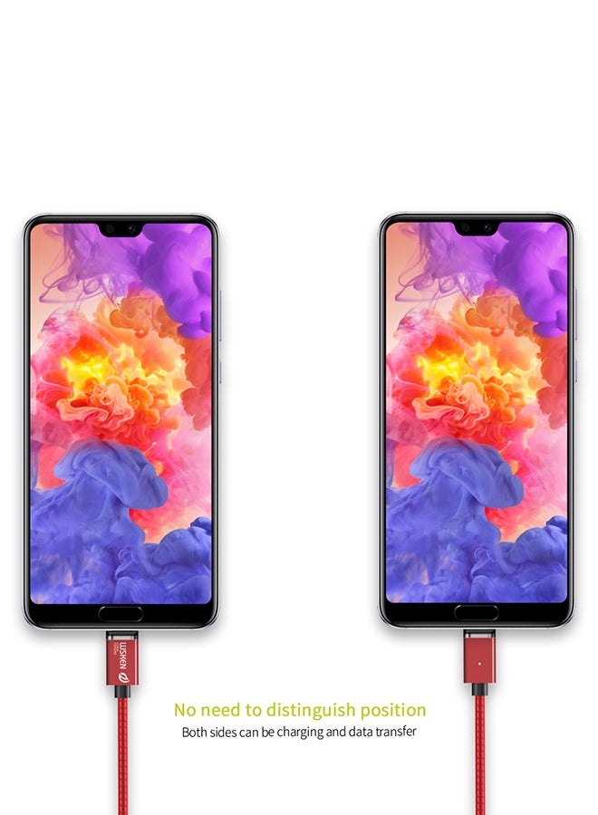 ويسكن كابل شحن ومزامنة بيانات 2 في 1 Micro USB Type C أحمر - Image 4
