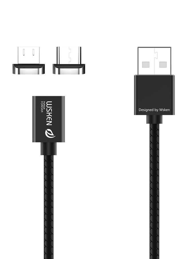 كابل شحن ومزامنة بيانات 2 في 1 Micro USB Type C أسود - v1549544248/N20859056A_1