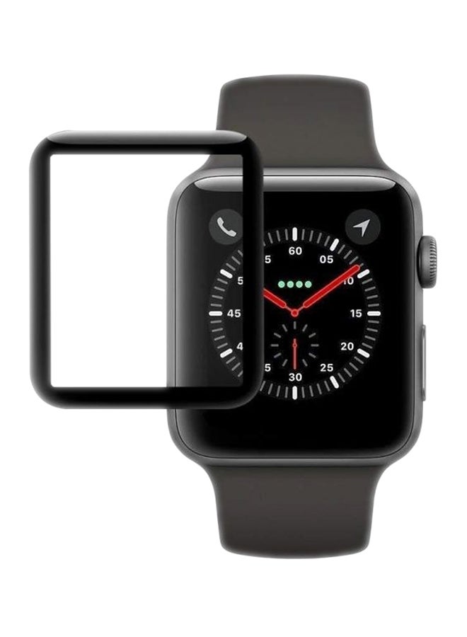 Muzz - Tempered Glass Screen Protector For Apple Watch Series 1/2/3 42/38 mm Black/Clear - Image 1
