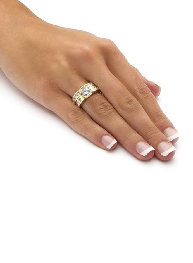 Palm Beach Jewelry - 2-Piece Round  Cubic Zirconia  Gold-Plated  Bridal Ring Set - Image 1