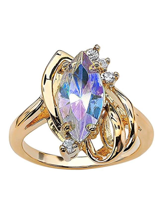 Palm Beach Jewelry - Gold-Plated Marquise Cut Aurora Borealis Crystal Ring - Image 1