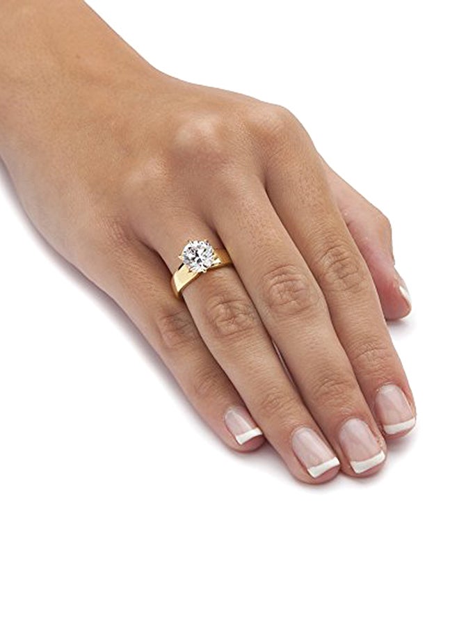 Palm Beach Jewelry - Round Cubic Zirconia  Gold Over Sterling Silver Solitatire Engagement Ring - Image 1