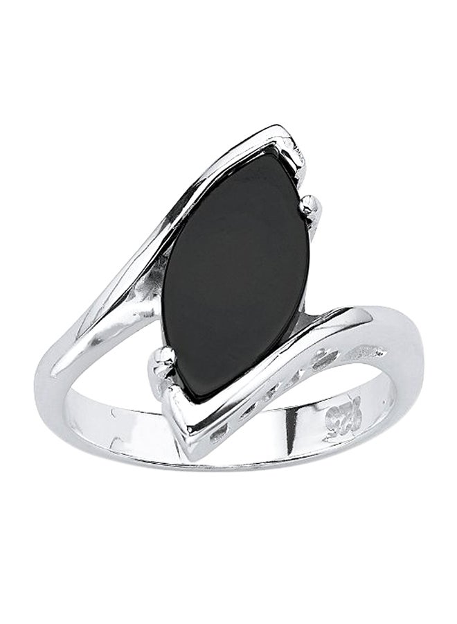 Palm Beach Jewelry Marquise-Shaped Genuine Black Onyx  Sterling Silver Classic Ring  - Image 1