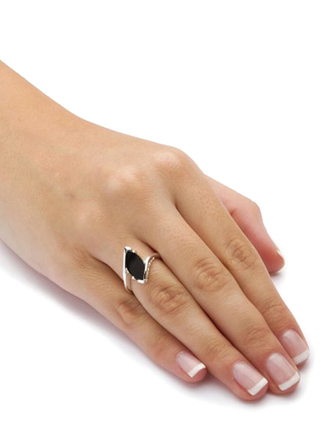 Palm Beach Jewelry Marquise-Shaped Genuine Black Onyx  Sterling Silver Classic Ring  - Image 2