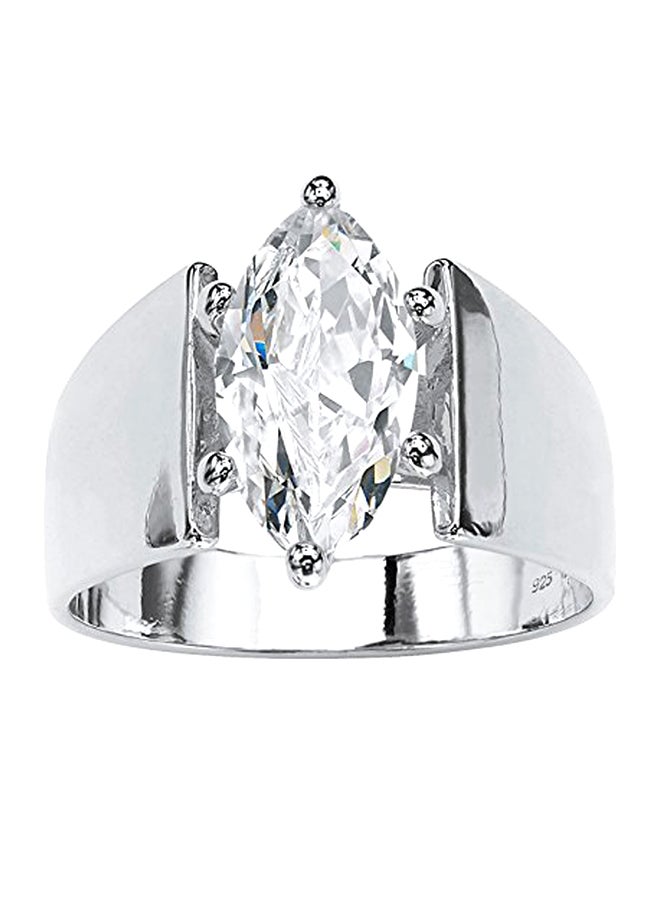 Palm Beach Jewelry - Marquise Cut Cubic Zirconia Wide Band Solitaire Engagement Ring - Image 1