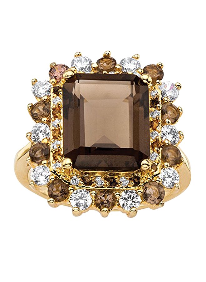 Palm Beach Jewelry Gold-Plated Emerald Cut Genuine Topaz And Cubic Zirconia Ring  - Image 1
