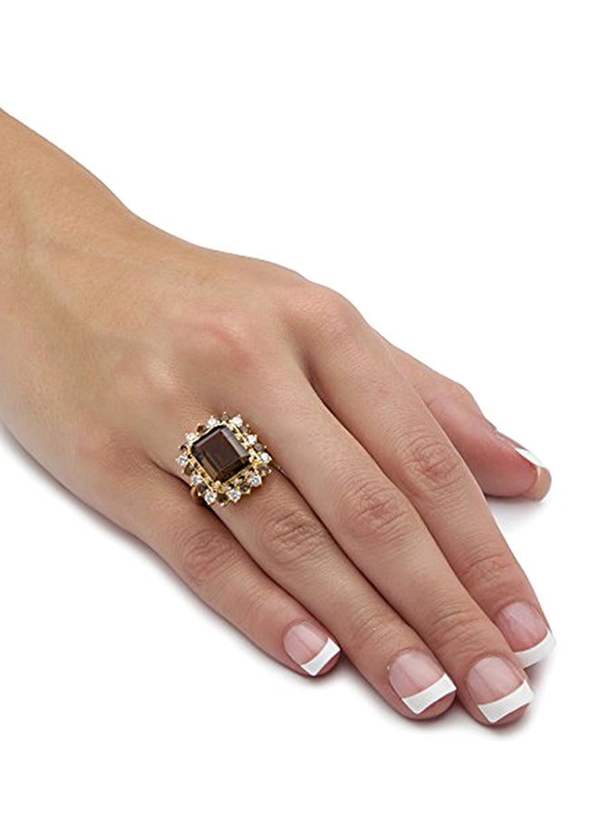 Palm Beach Jewelry Gold-Plated Emerald Cut Genuine Topaz And Cubic Zirconia Ring  - Image 2