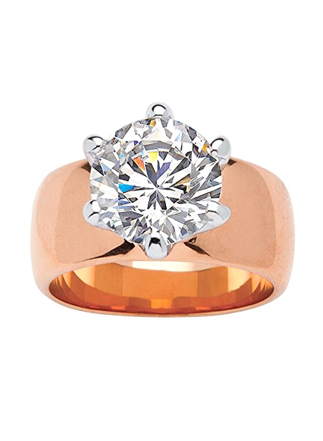 Palm Beach Jewelry - Round White Cubic Zirconia Gold-Plated Solitaire Ring - Image 1