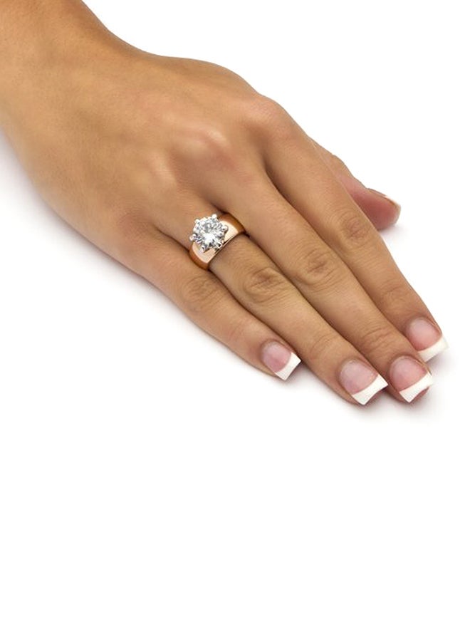 Palm Beach Jewelry - Round White Cubic Zirconia Gold-Plated Solitaire Ring - Image 1