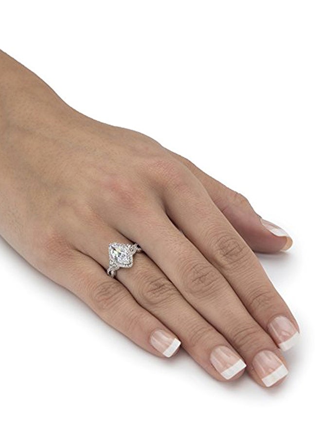 Palm Beach Jewelry - Marquise-Cut  Cubic Zirconia Halo Engagement Ring - Image 1