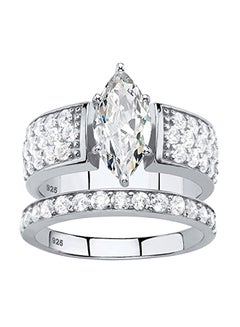 Palm Beach Jewelry 2-Piece Marquise-Cut White Cubic Zirconia Platinum Bridal Ring Set  - Image 1