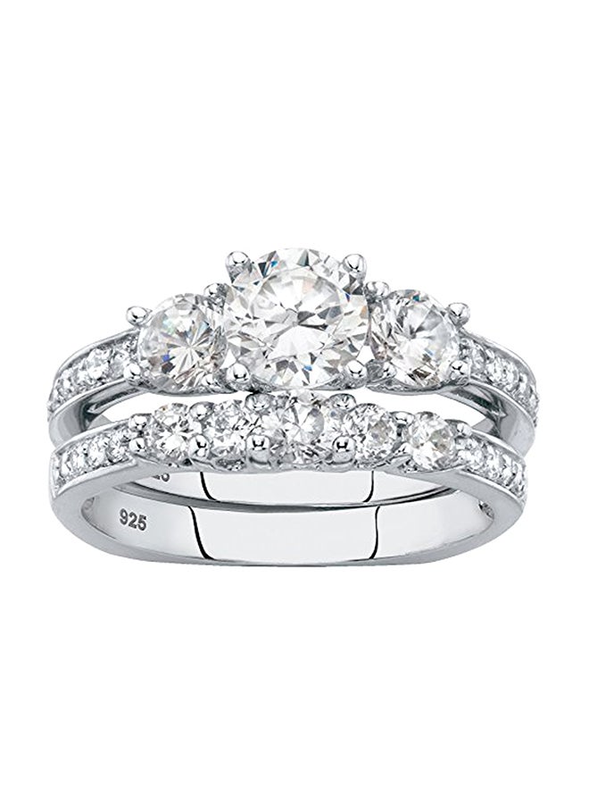 Palm Beach Jewelry - 2-Piece  Round White Cubic Zirconia Wedding Ring Set - Image 1