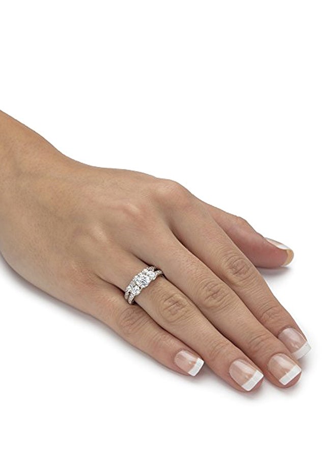 Palm Beach Jewelry - 2-Piece  Round White Cubic Zirconia Wedding Ring Set - Image 1