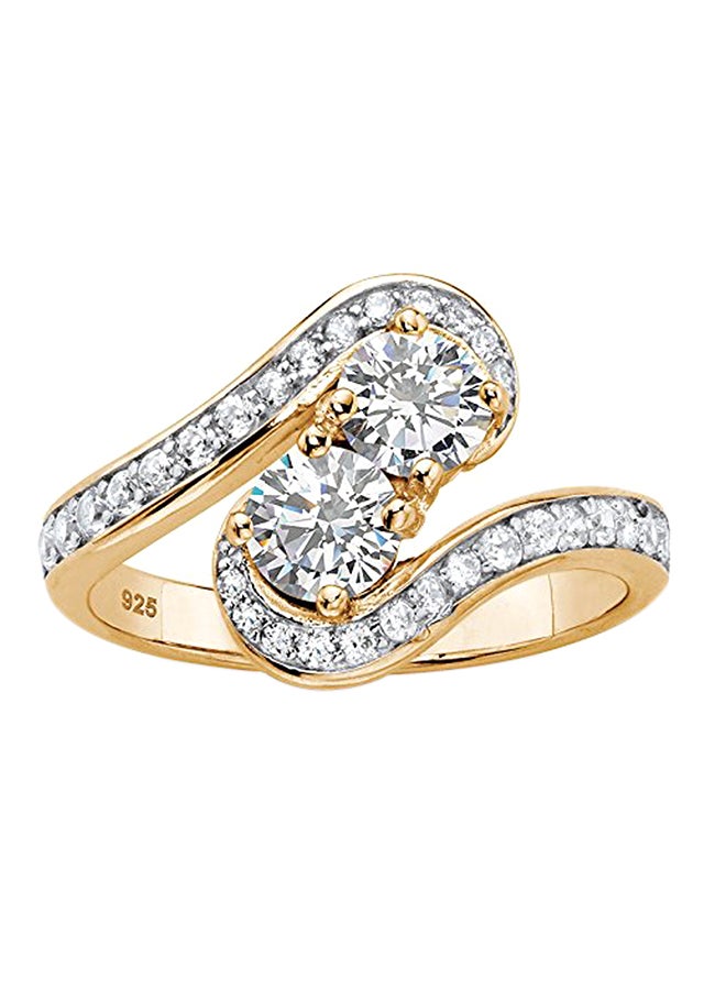 Palm Beach Jewelry Round Cubic Zirconia 2-Stone Bypass Ring  - Image 1