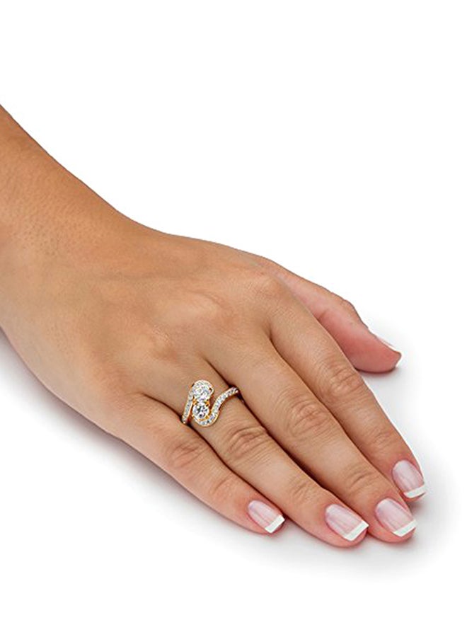 Palm Beach Jewelry Round Cubic Zirconia 2-Stone Bypass Ring  - Image 2