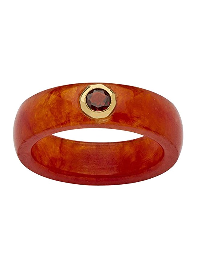 Palm Beach Jewelry Genuine Red Jade And White Bezel-Set  - Image 1
