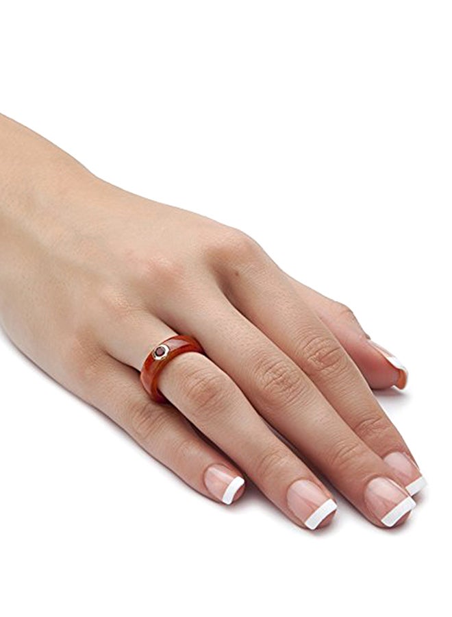 Palm Beach Jewelry Genuine Red Jade And White Bezel-Set  - Image 2