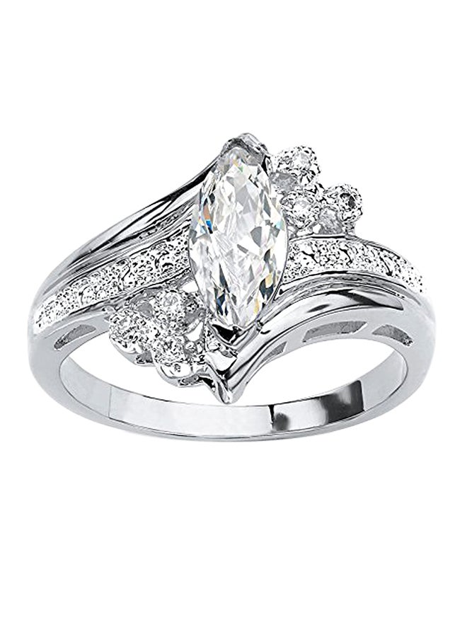 Palm Beach Jewelry Silver Tone Marquise Cut Cubic Zirconia Engagement Anniversary Ring  - Image 1