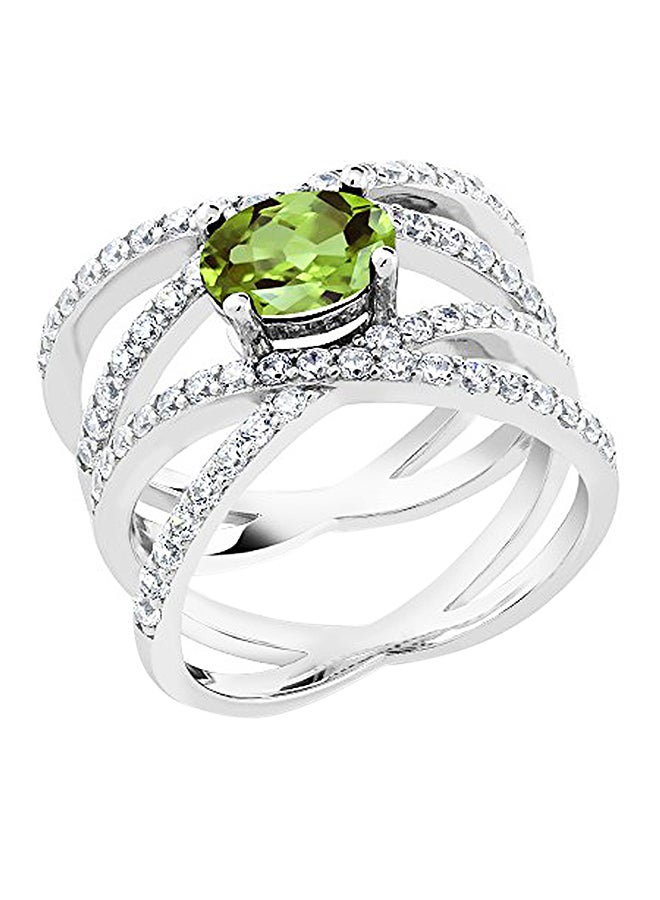GEM STONE KING 2.26 Ct Oval Green Peridot 925 Sterling Silver Women's Ring - Image 1
