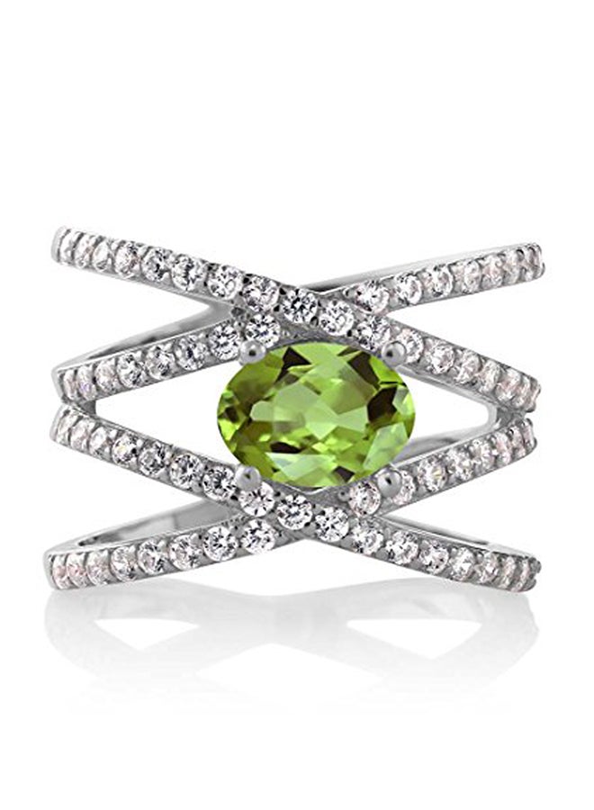 GEM STONE KING 2.26 Ct Oval Green Peridot 925 Sterling Silver Women's Ring - Image 2