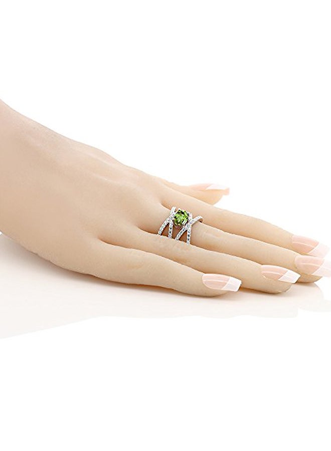 GEM STONE KING 2.26 Ct Oval Green Peridot 925 Sterling Silver Women's Ring - Image 3