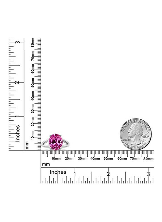 GEM STONE KING 925 Sterling Silver Pink Created Sapphire Women's Ring 6.00 Ct Oval  - Image 3