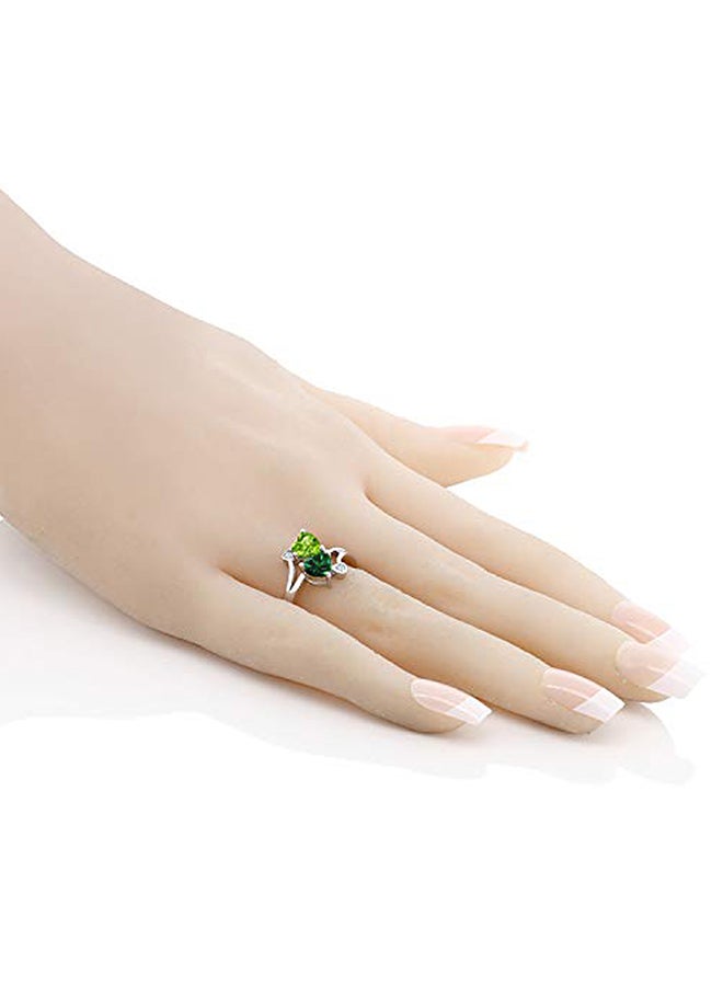 GEM STONE KING 925 Sterling Silver Green Peridot and Green Simulated Emerald Ring 1.54 Ctw Heart Shape  - Image 3