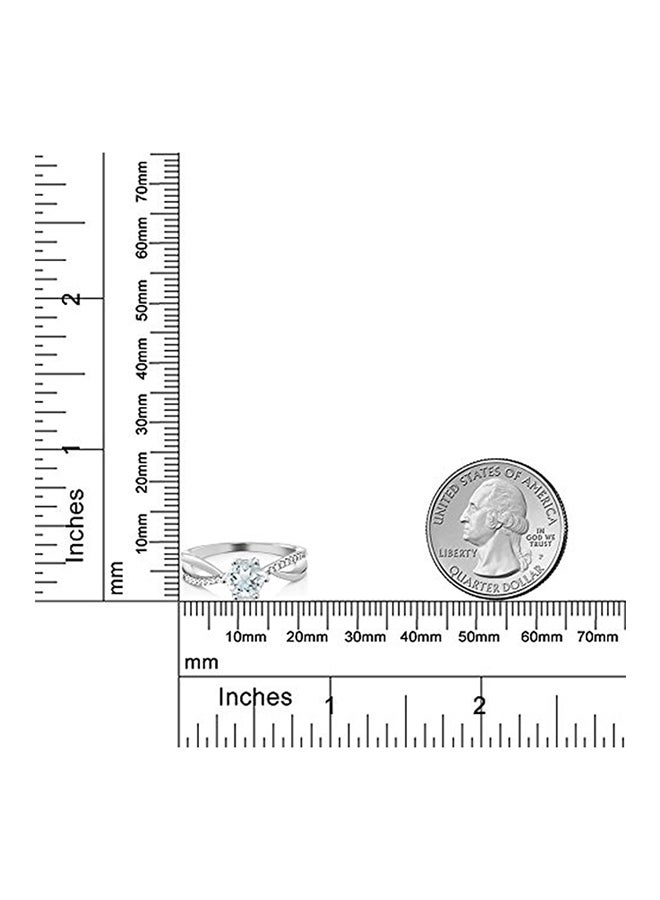 جم ستون كينج خاتم من الفضة الإسترليني عيار 925 مرصع بحجر الزمرد الأزرق السماوي بتصميم دائري بوزن 0.94 قيراط للنساء - Image 3