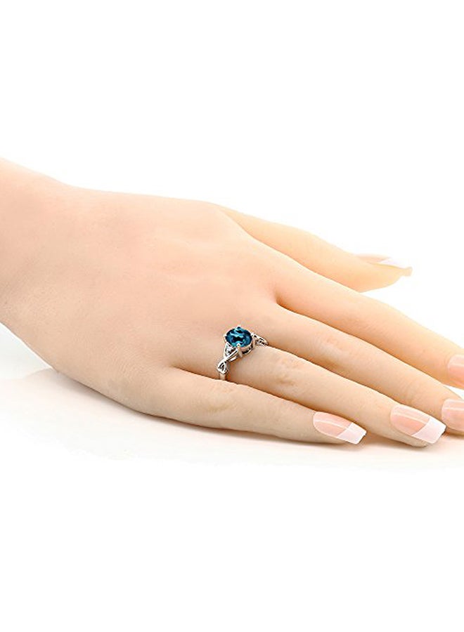 جم ستون كينج خاتم نسائي من الفضة الإسترليني عيار 925 ومرصع بحجر توباز لندن الأزرق الكريم بيضاوي الشكل وبوزن 1.89 قيراط - Image 3