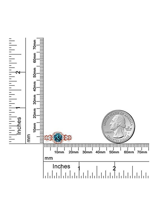 GEM STONE KING 18K Rose Gold Plated Silver London Blue Topaz Ring 1.07 Ctw Round Gemstone Birthstone  - Image 3