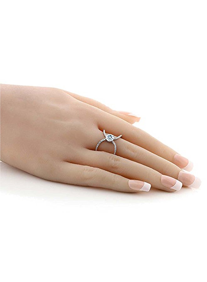 جم ستون كينج خاتم من الفضة الإسترليني عيار 925 وبتصميم متقاطع مرصع بالزمرد ذي اللون الأزرق السماوي - Image 3