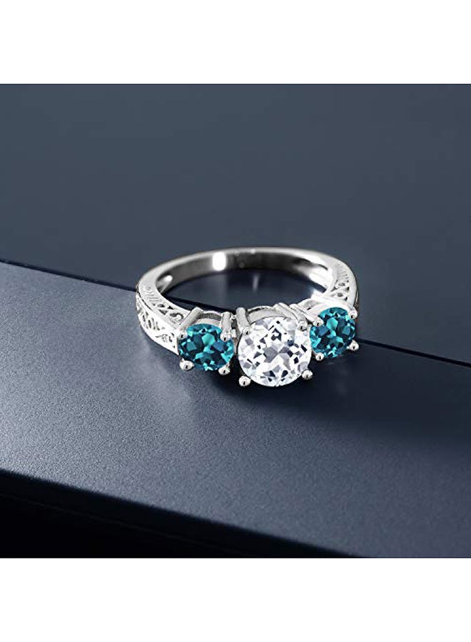 GEM STONE KING 925 Sterling and London Topaz Gemstone Birthstone 3-Stone Ring 2.40 Ct  - Image 3