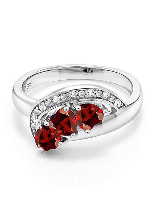 جم ستون كينج خاتم من الفضة الإسترليني عيار 925 على شكل قلب مرصع بالعقيق الأحمر بوزن 1.05 قيراط - Image 2