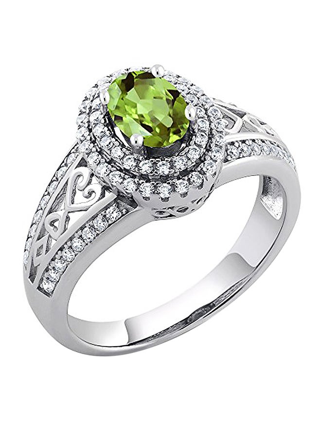 جم ستون كينج خاتم للنساء مصنوع من الفضة الإسترليني عيار 925 مرصّع بحجر زبرجد لون أخضر وزن 1.36 قيراط - Image 1