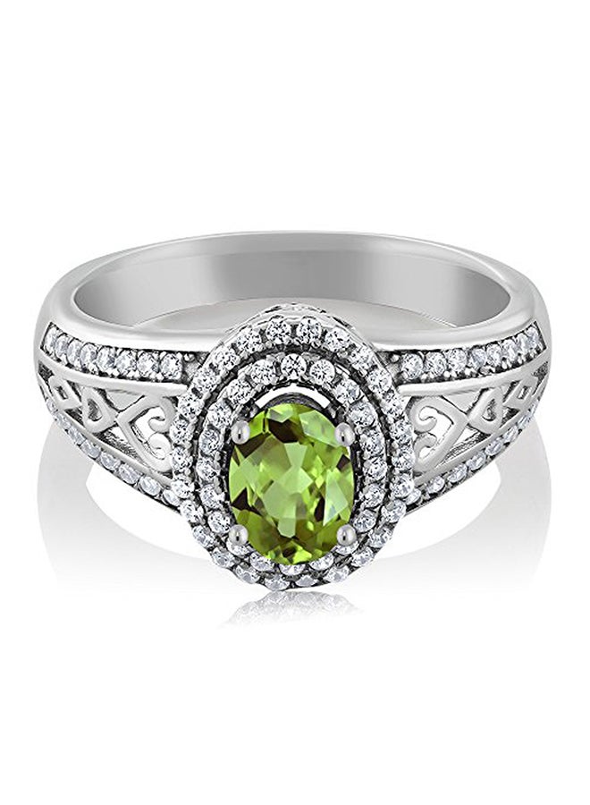 جم ستون كينج خاتم للنساء مصنوع من الفضة الإسترليني عيار 925 مرصّع بحجر زبرجد لون أخضر وزن 1.36 قيراط - Image 2