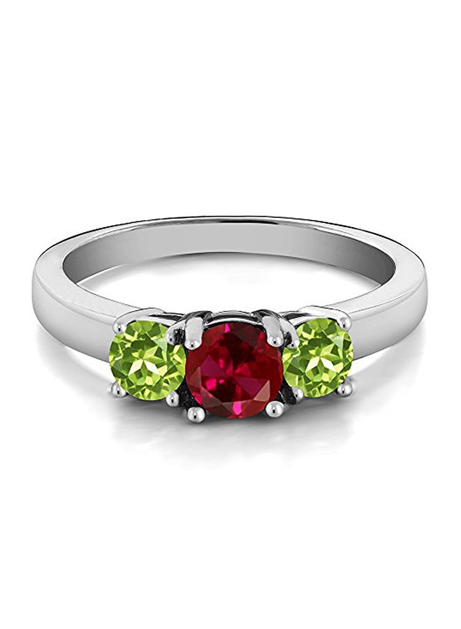 جم ستون كينج خاتم من الفضة الإسترليني عيار 925 للنساء بتصميم مبتكر مرصع بعدد 3 فصوص ياقوت أحمر وزبرجد أخضر - Image 2