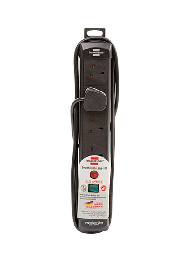 Brennenstuhl 4 Way Extension With 3M Cord Premium Line Black 3meter 