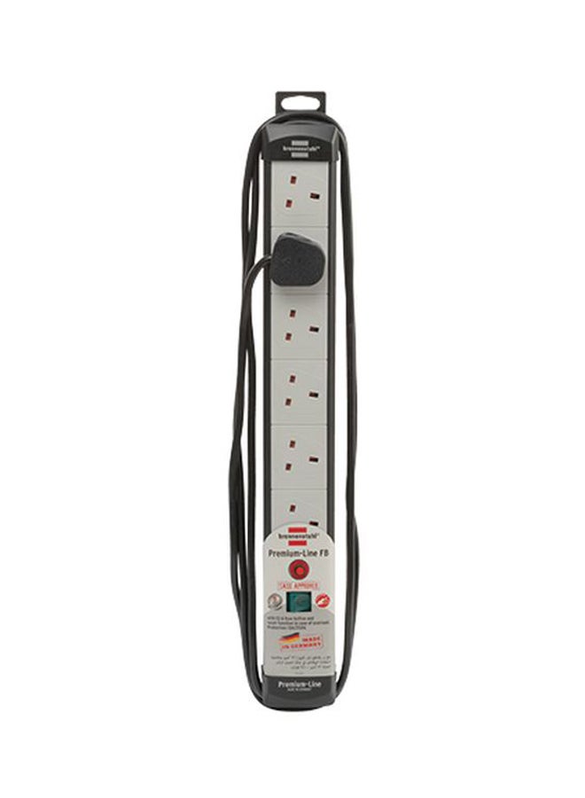Brennenstuhl - 6 Way Extension With 3M Cord Premium Line Black/Grey 3meter - Image 1
