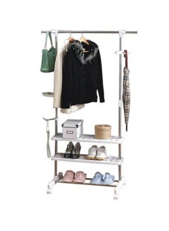 Garment Hanging Stand With Shelf Silver/White