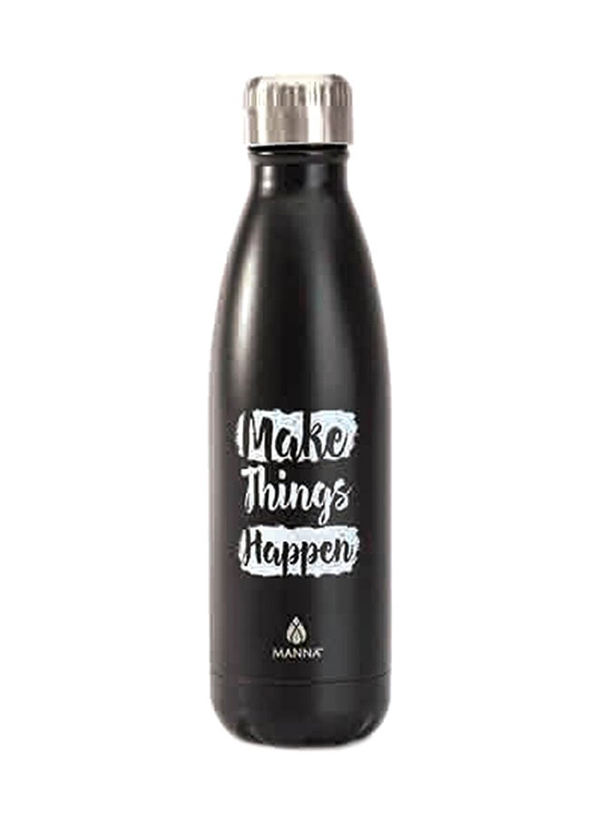 زجاجة مياه بطبعة عبارة Make Things Happen أسود/ أبيض
