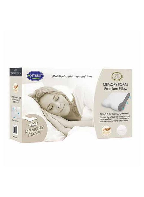 Memory Foam Premium Pillow foam White 52x11x32cm