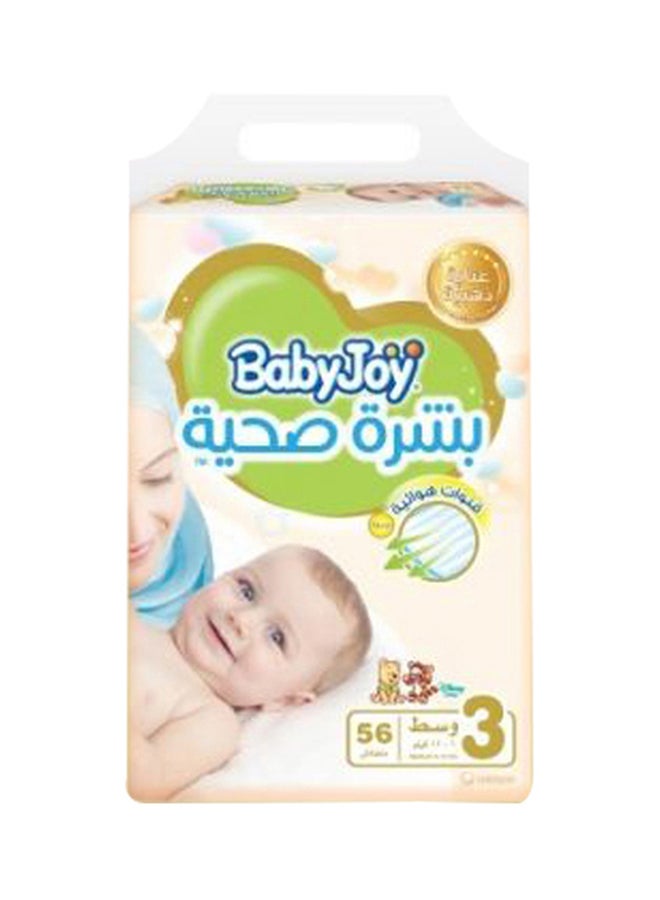 بيبي جوي مجموعة مكونة من 3 عبوات حفاضات صحية للبشرة، مقاس 3 (6-12 كغ)، عبوة ميغا، 168 قطعة - Image 2